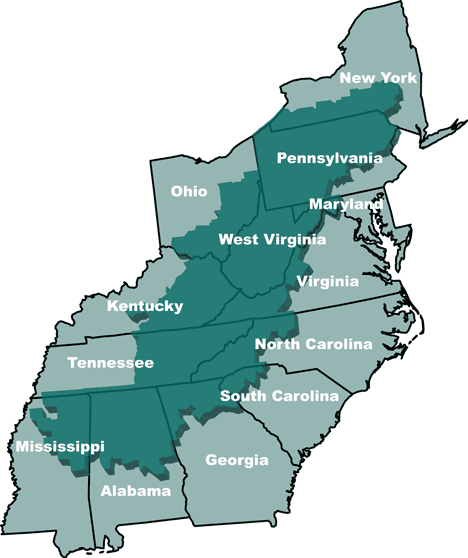 Map of Appalachian Region